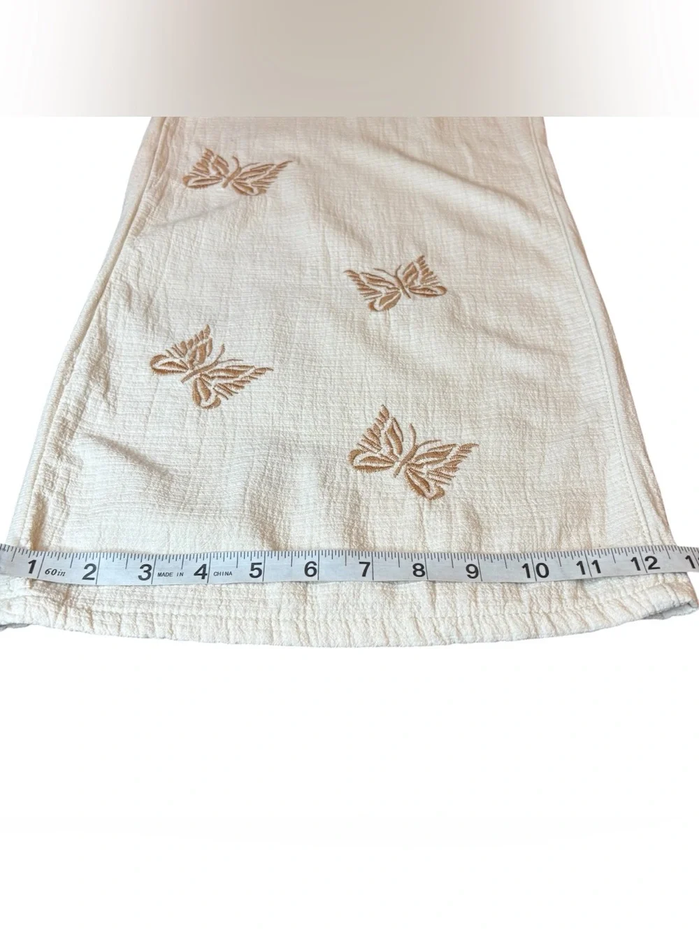 POL Embroidered Butterfly Wide Leg Trousers Medium Boho Cotton Cottagecore - Picture 9 of 12